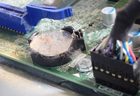 Dell Computer Circuit Board before decontamination